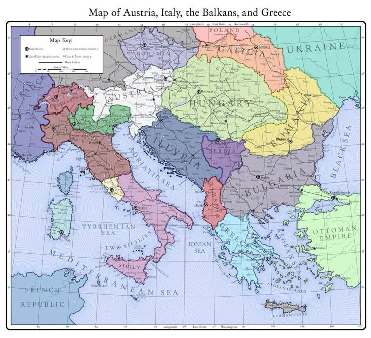 Austrian Empire Italian States Balkans map