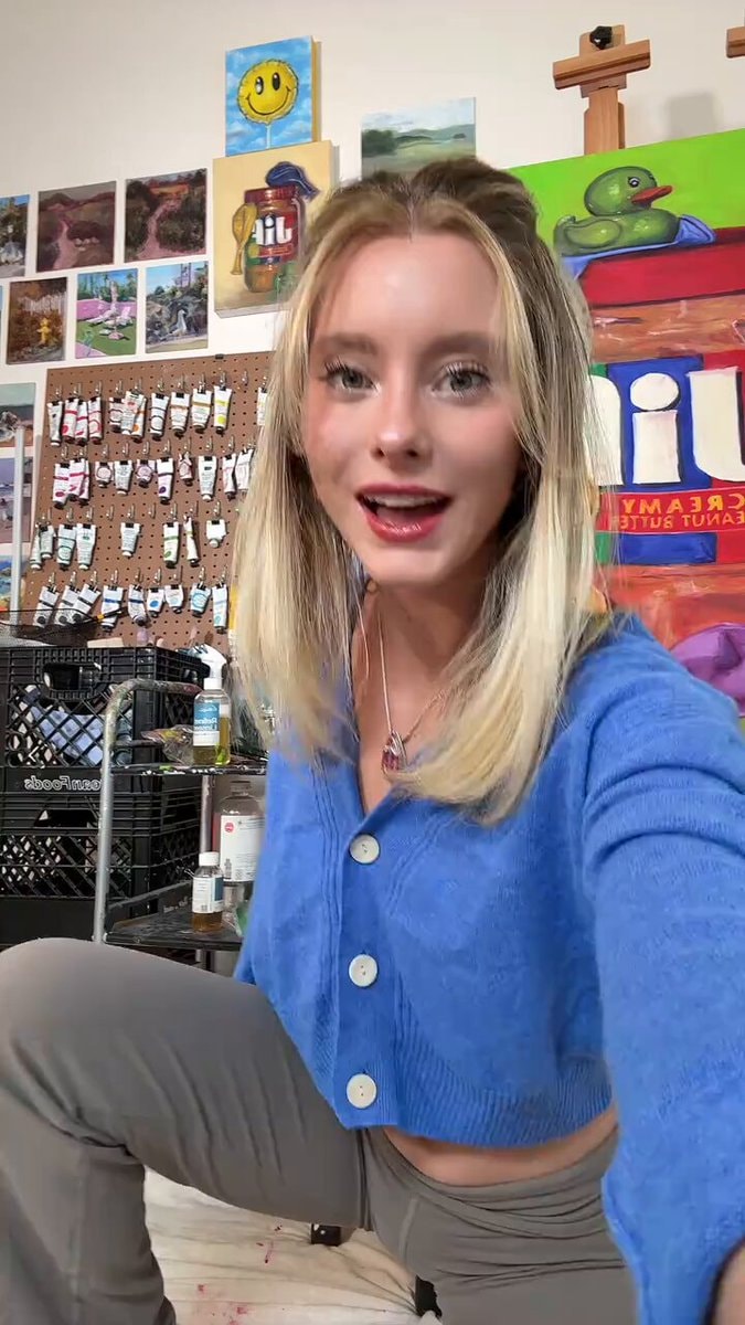 Amazing painting artist in the studio