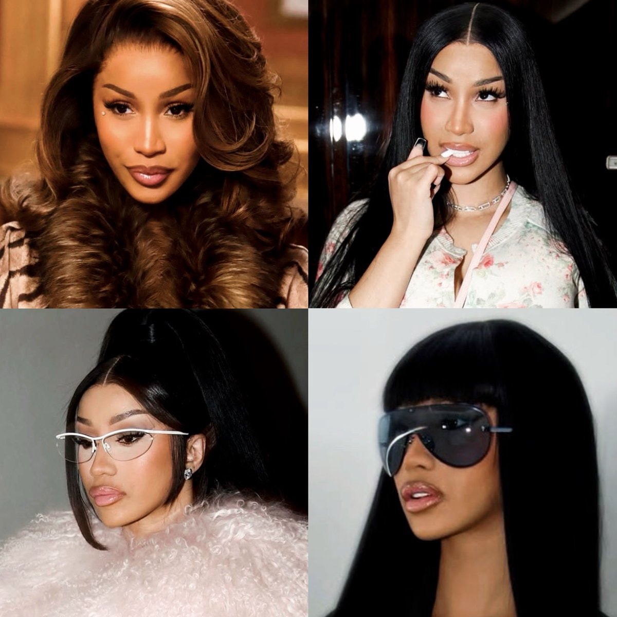 Cardi B four panel collage