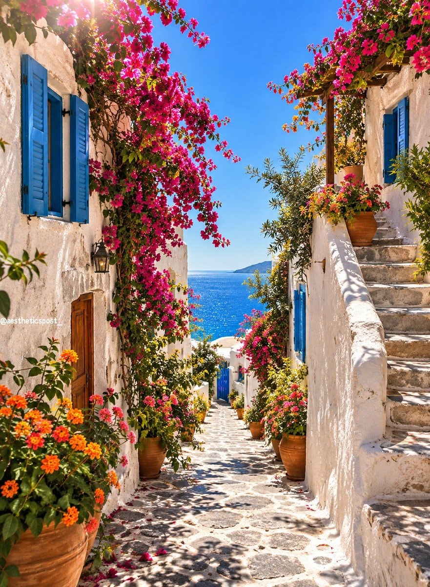 Greece cobblestone street