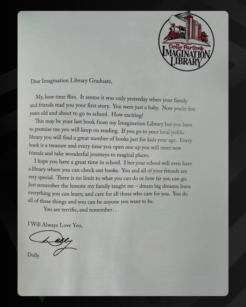 Dolly Parton Imagination Library farewell message (photo 2 of 2)
