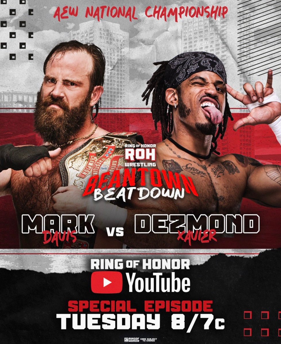 Mark Davis vs Dezmond Xavier AEW National Championship ROH Mark Davis vs Dezmond Xavier AEW National Championship ROH