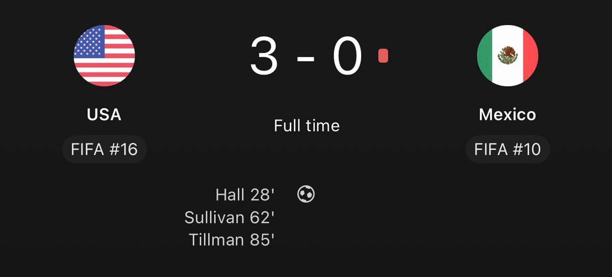 United States vs Mexico score
