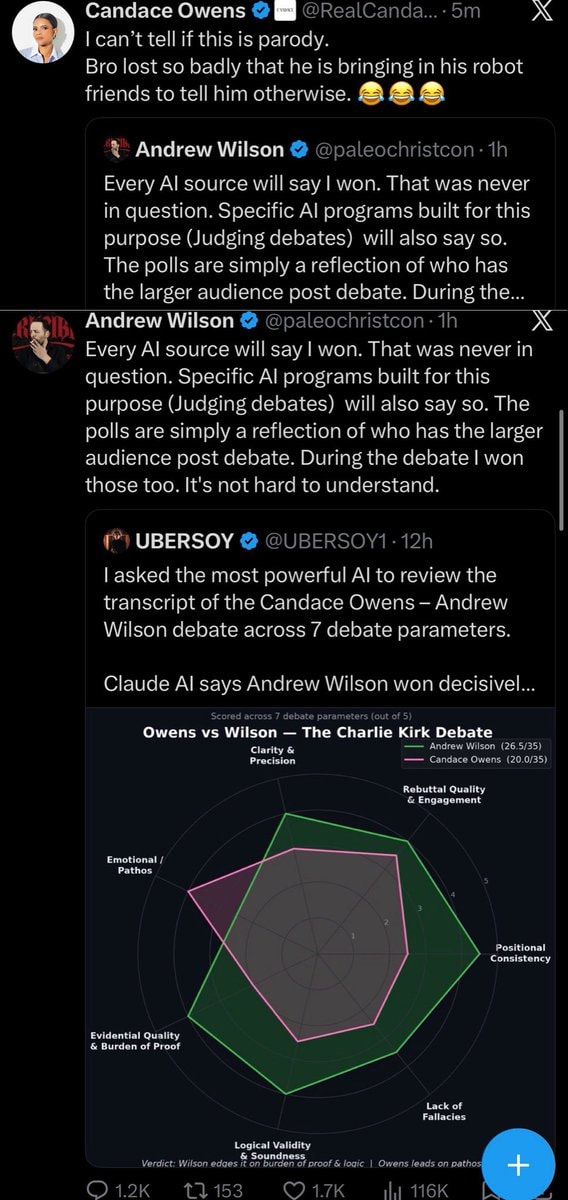 Candace Owens mocks Andrew Wilson Charlie Kirk Debate