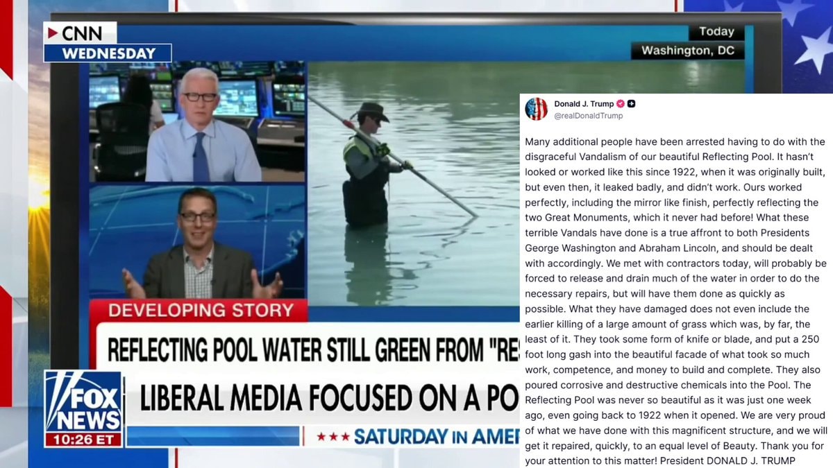 Trump announces arrests in Lincoln Reflecting Pool contamination
