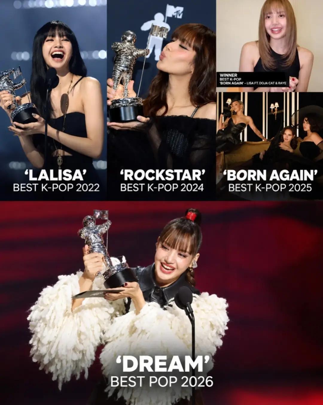 Lisa VMA wins 2022 to 2026