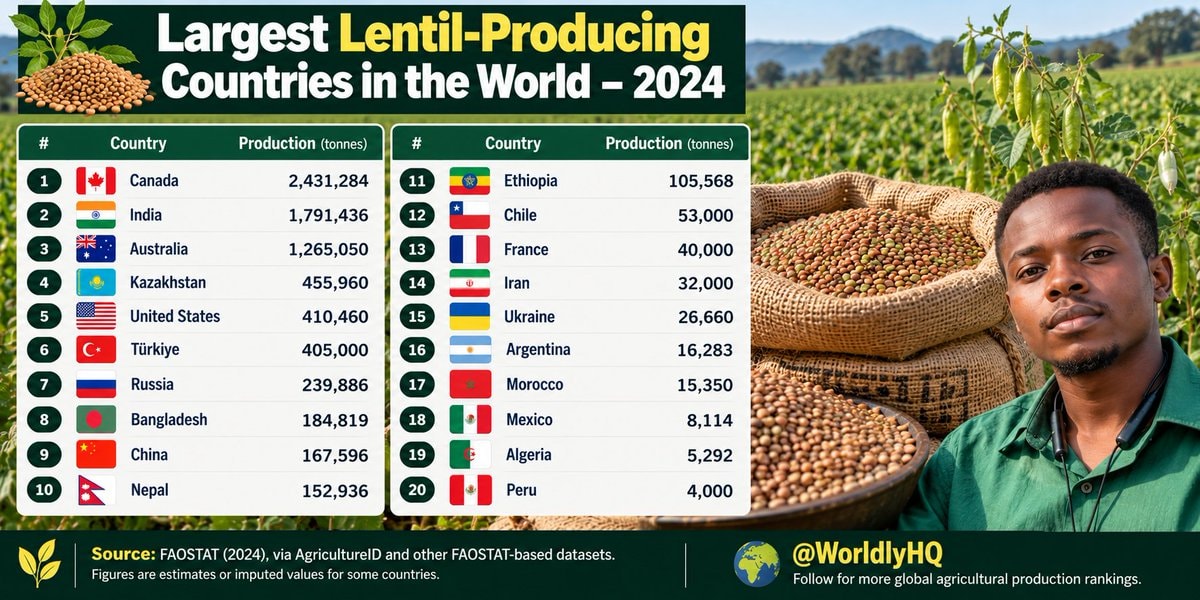 Largest Lentil-Producing Countries 2024 Largest Lentil-Producing Countries 2024