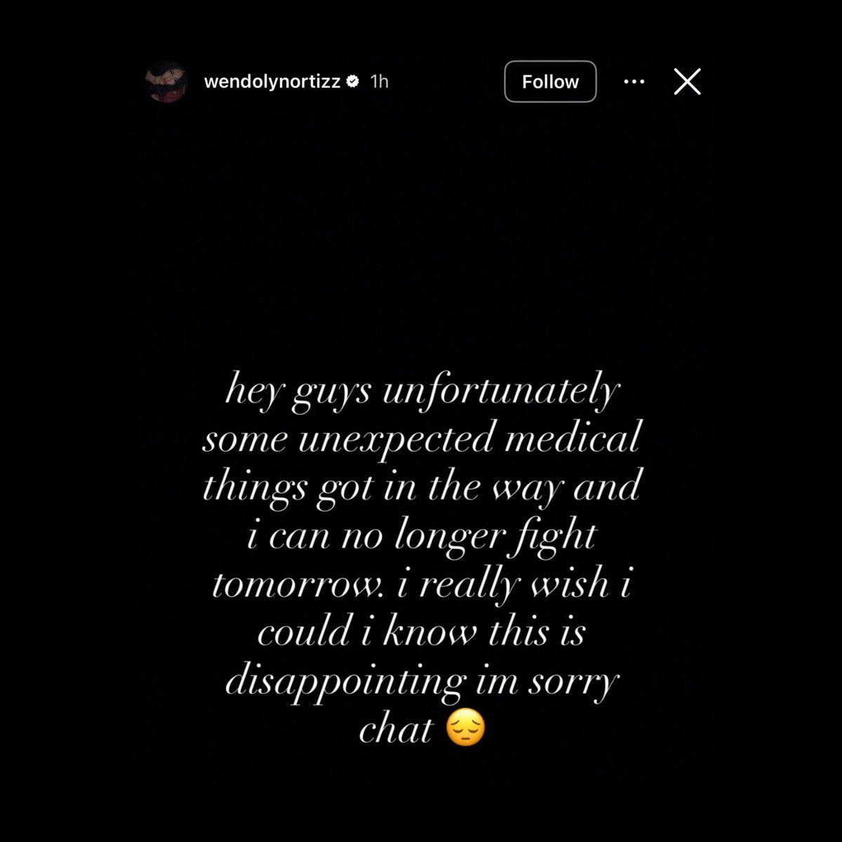 Wendy Ortiz fight withdrawal