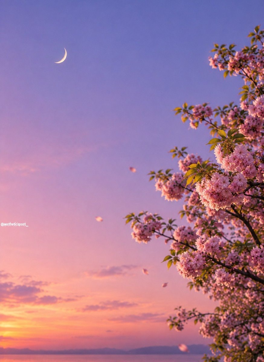 cherry blossom tree sunset