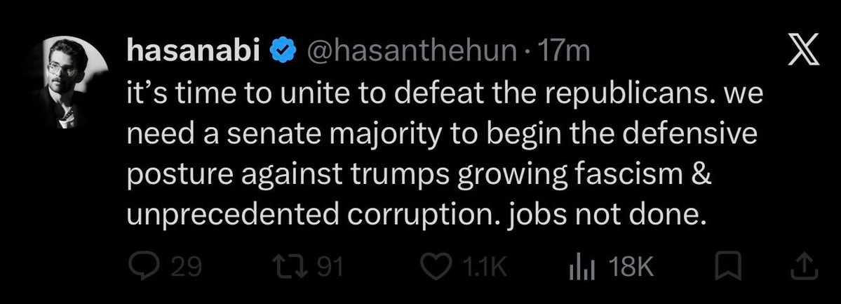 Hasan calls for unity against Trump