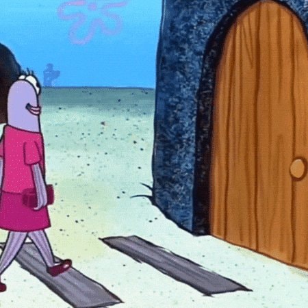 SpongeBob purple fish carrying red boxes