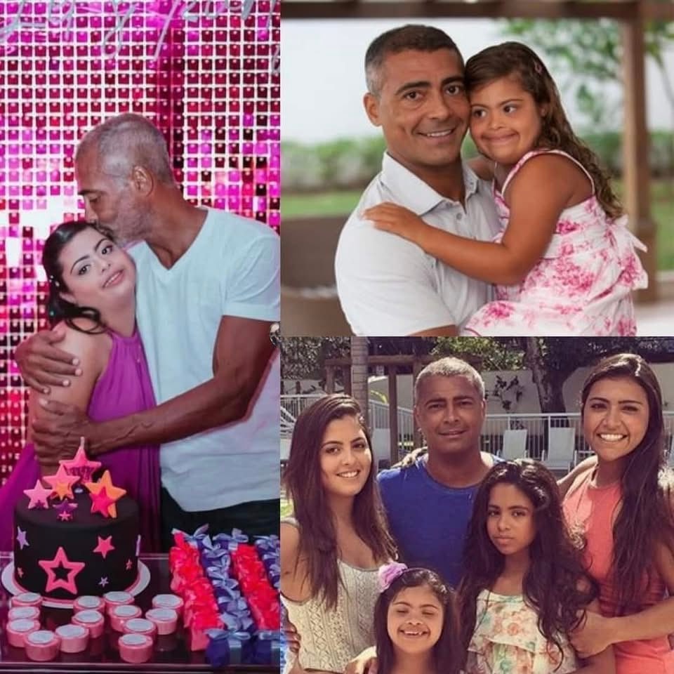 Romario on daughter Ivy and his Down princess shirt