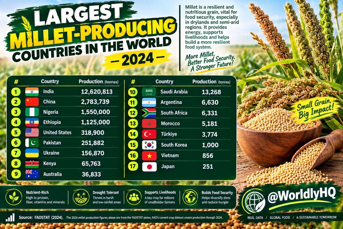 Millet production by country 2024