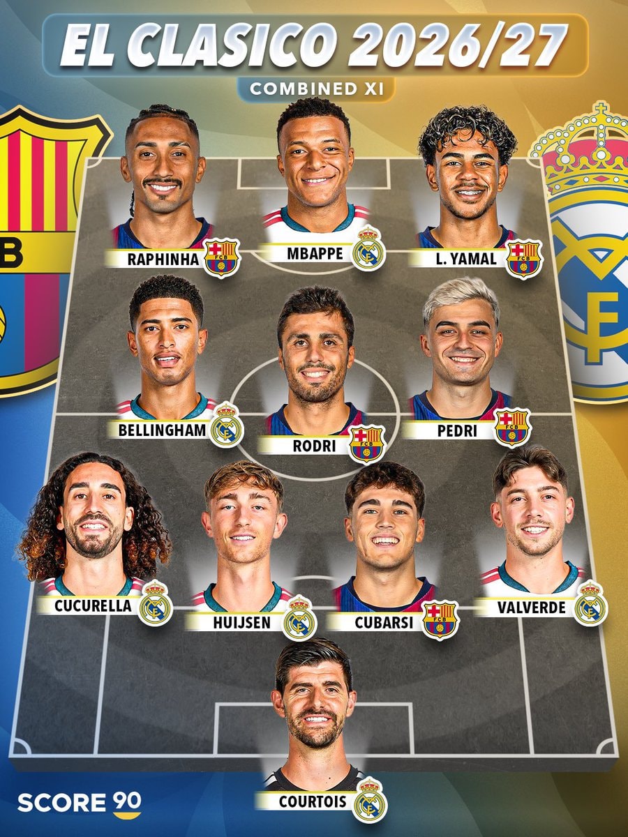 Score90 combined Barcelona Real Madrid XI