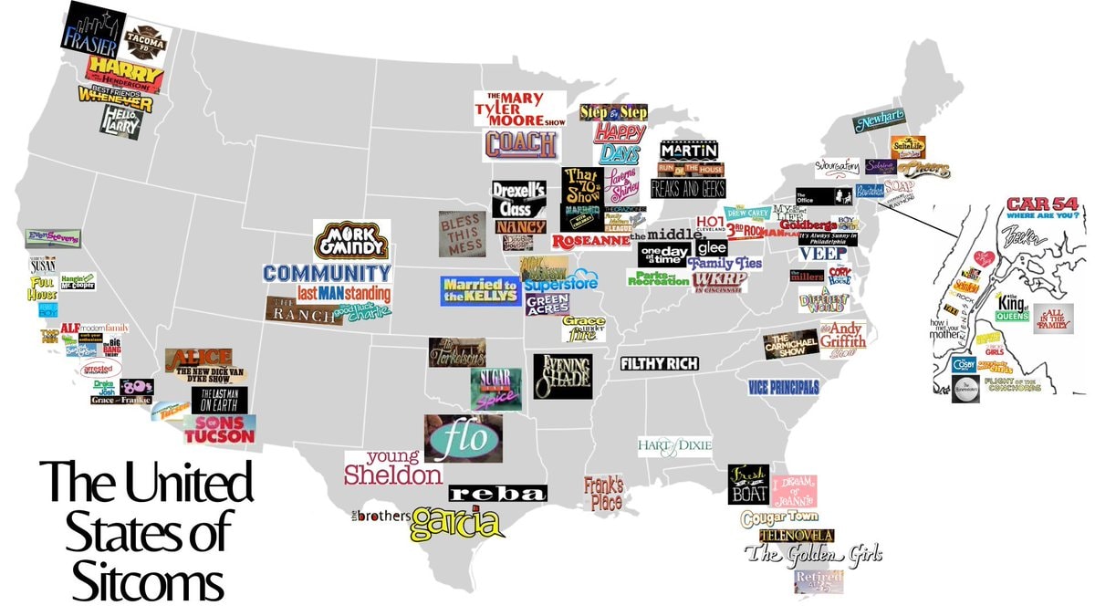 Map of American Sitcoms Map of American Sitcoms