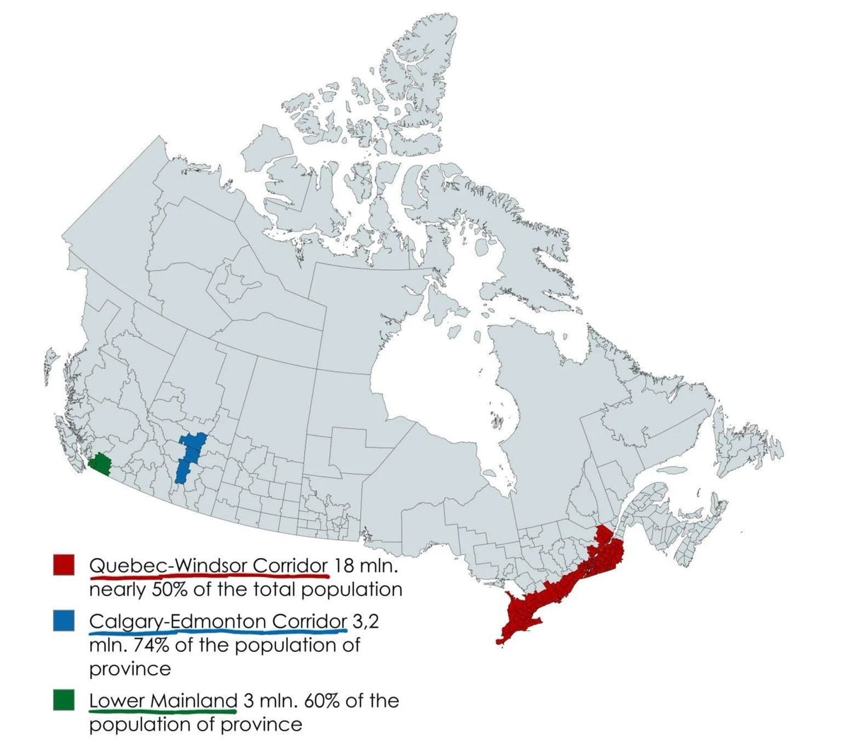 Canada population distribution map