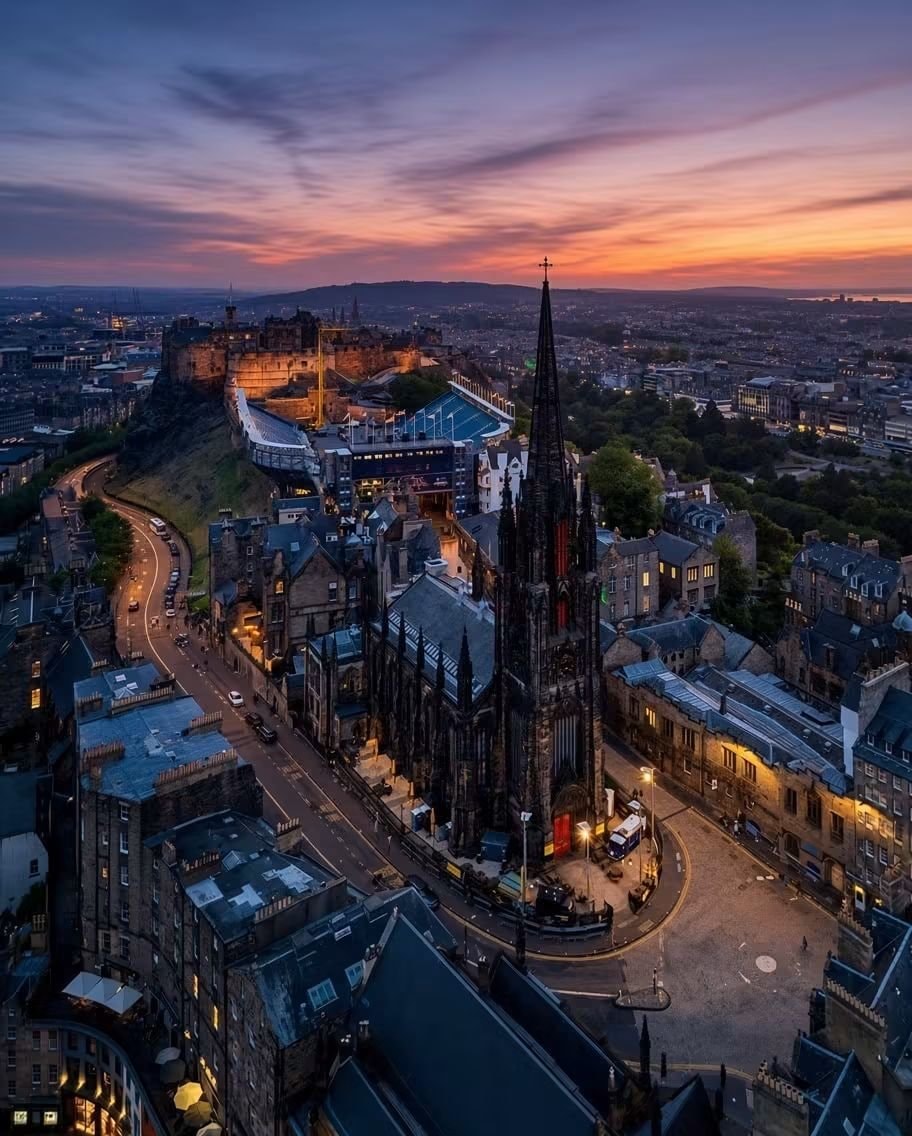 Edinburgh Scotland dusk view