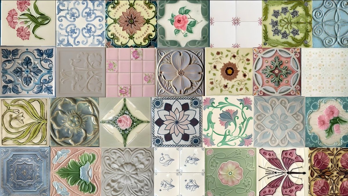 Ceramic tiles pink rose design (photo 2 of 4)