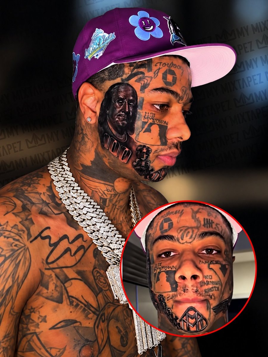 Blueface Benjamin Franklin Maybach Bentley tattoos