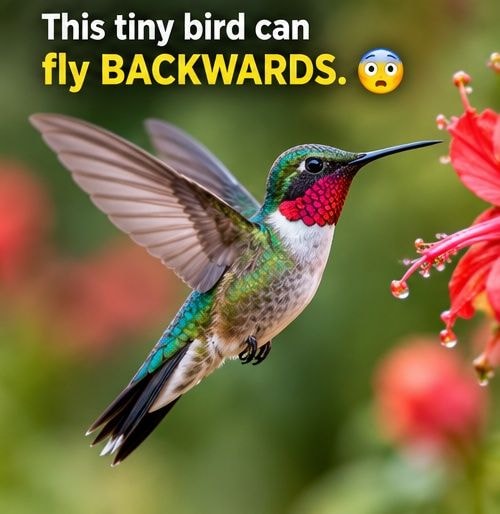 Hummingbird flying backwards