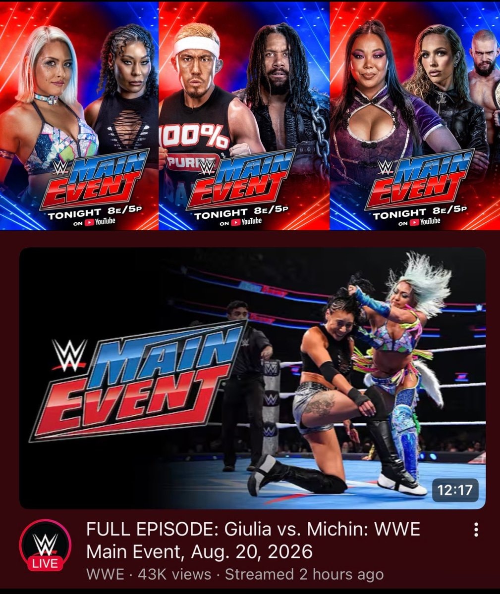 Giulia vs Michin WWE Main Event