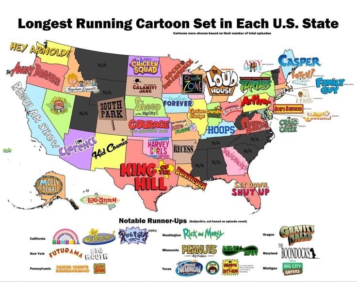 longest running cartoons by state