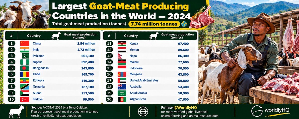 Largest Goat-Meat Producing Countries in the World 2024