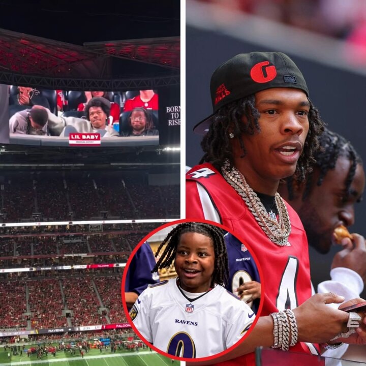 Lil Baby son Jason Ravens jersey at Falcons game