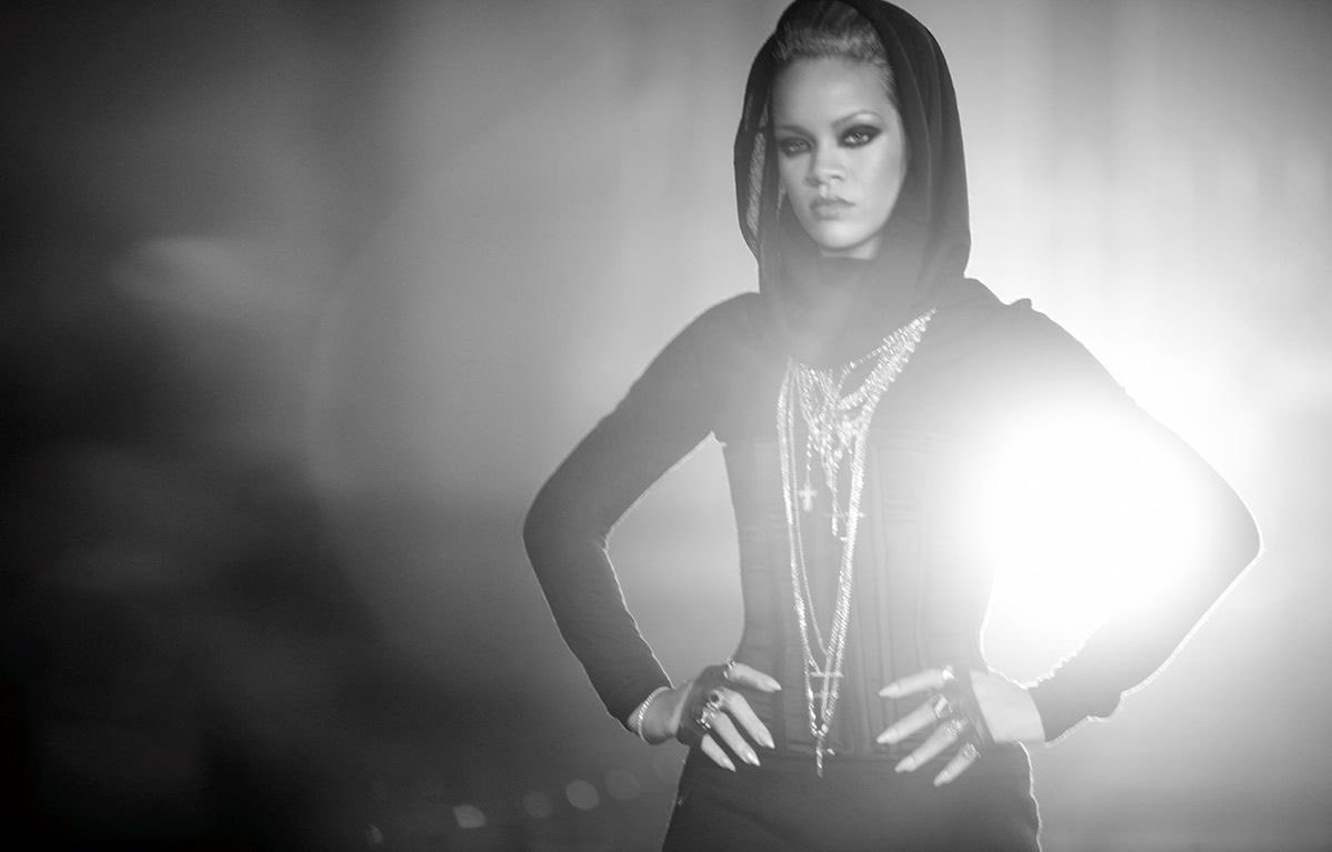 Woman hooded garment dramatic makeup