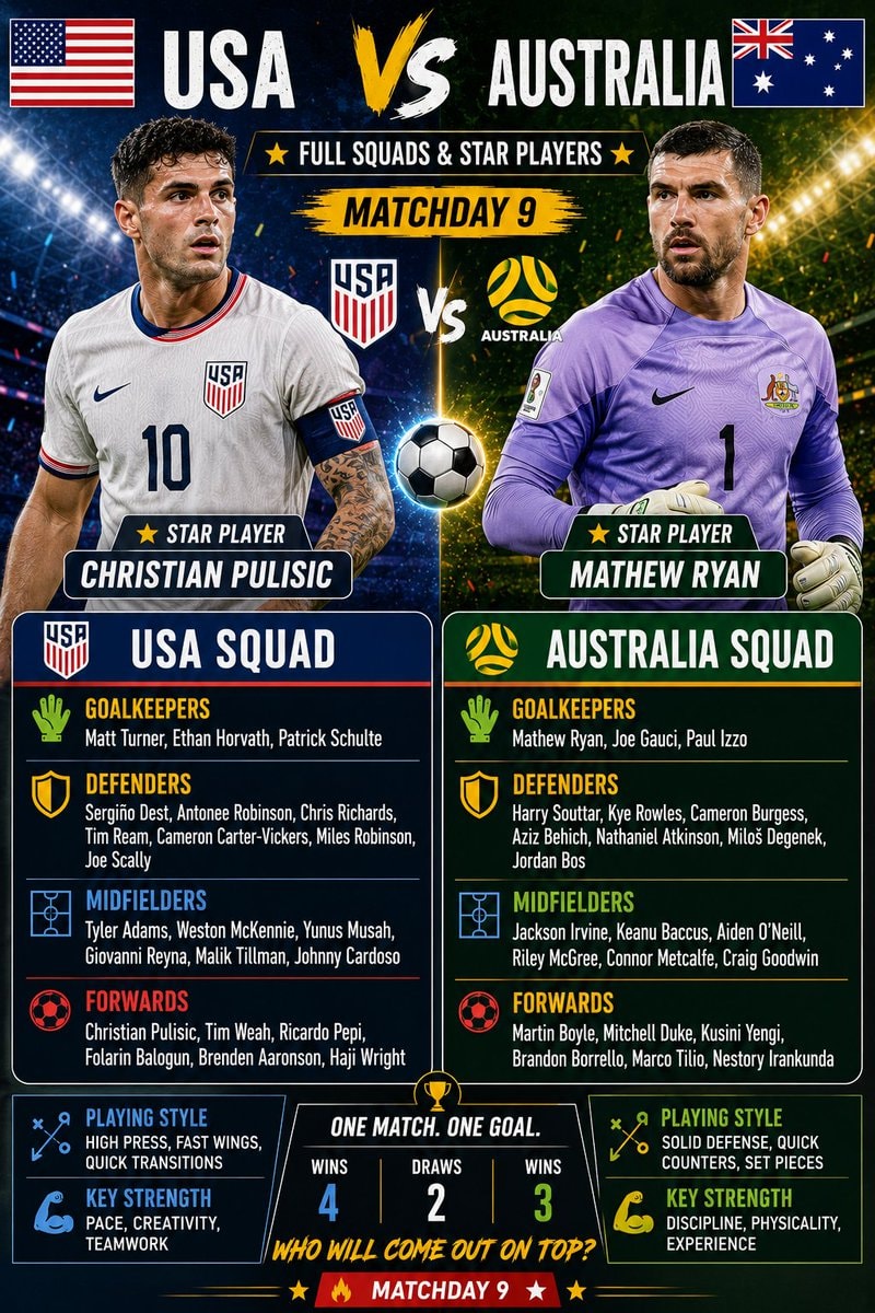 USA vs Australia soccer comparison