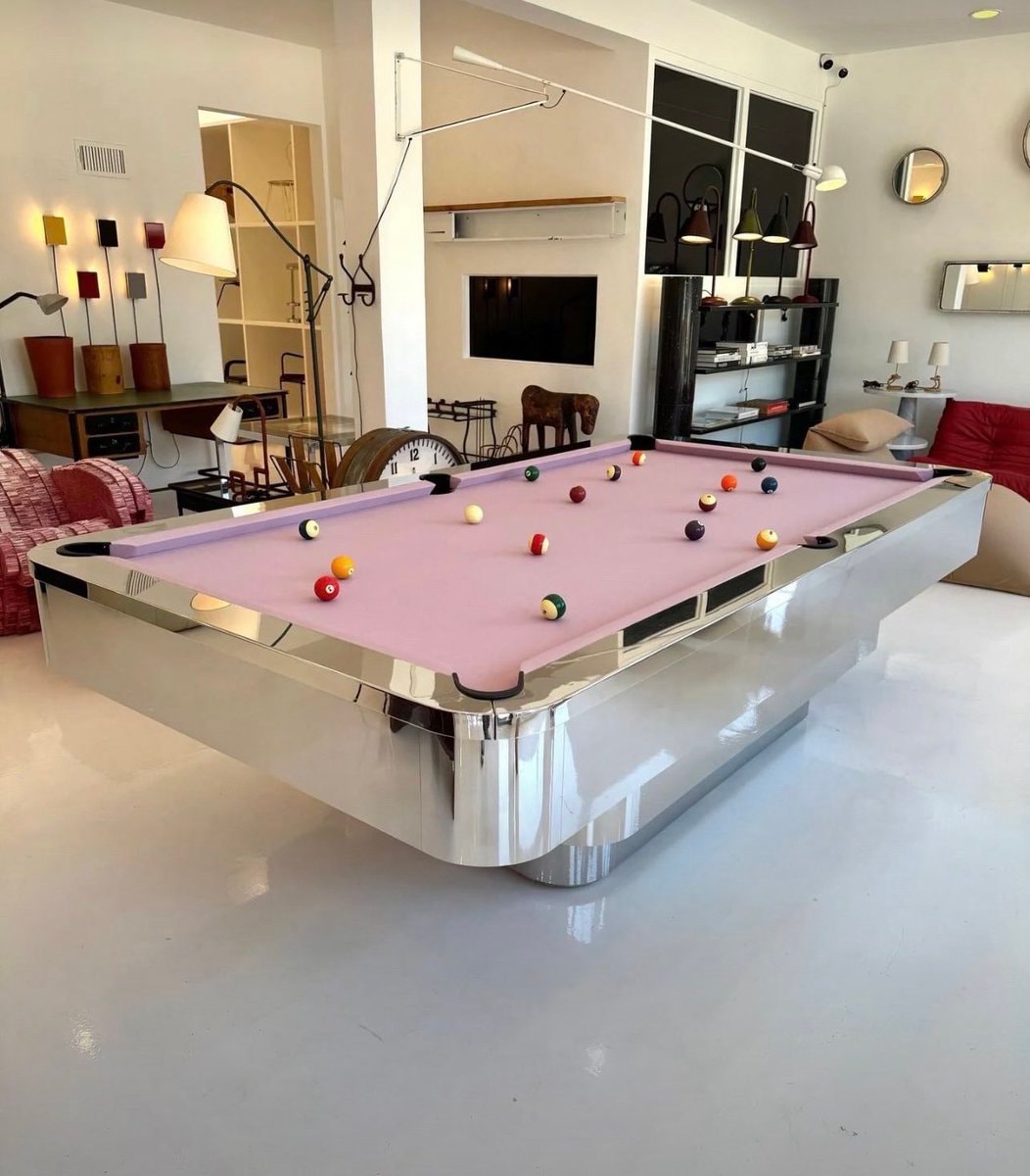1980s pink chrome pool table 1980s pink chrome pool table