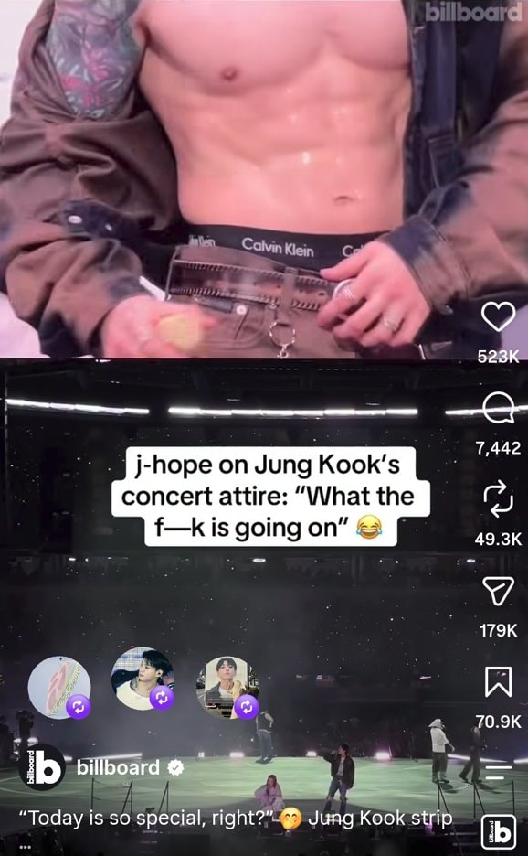Justin Bieber reposts Jungkook shirtless stage video 🥹 (photo 2 of 2)