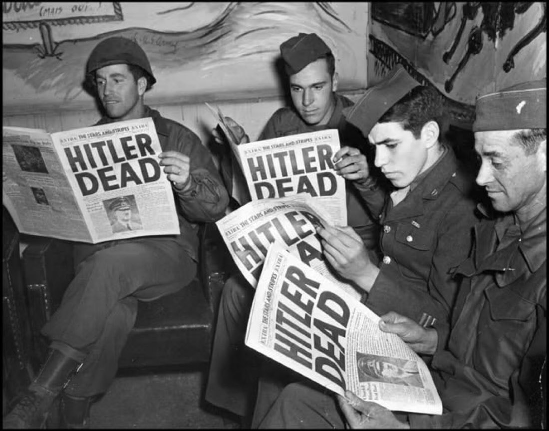 Hitler Dead newspaper headline Hitler Dead newspaper headline