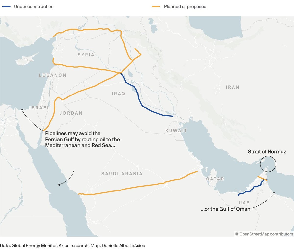 Strait of Hormuz bypass pipelines map (photo 1 of 3)