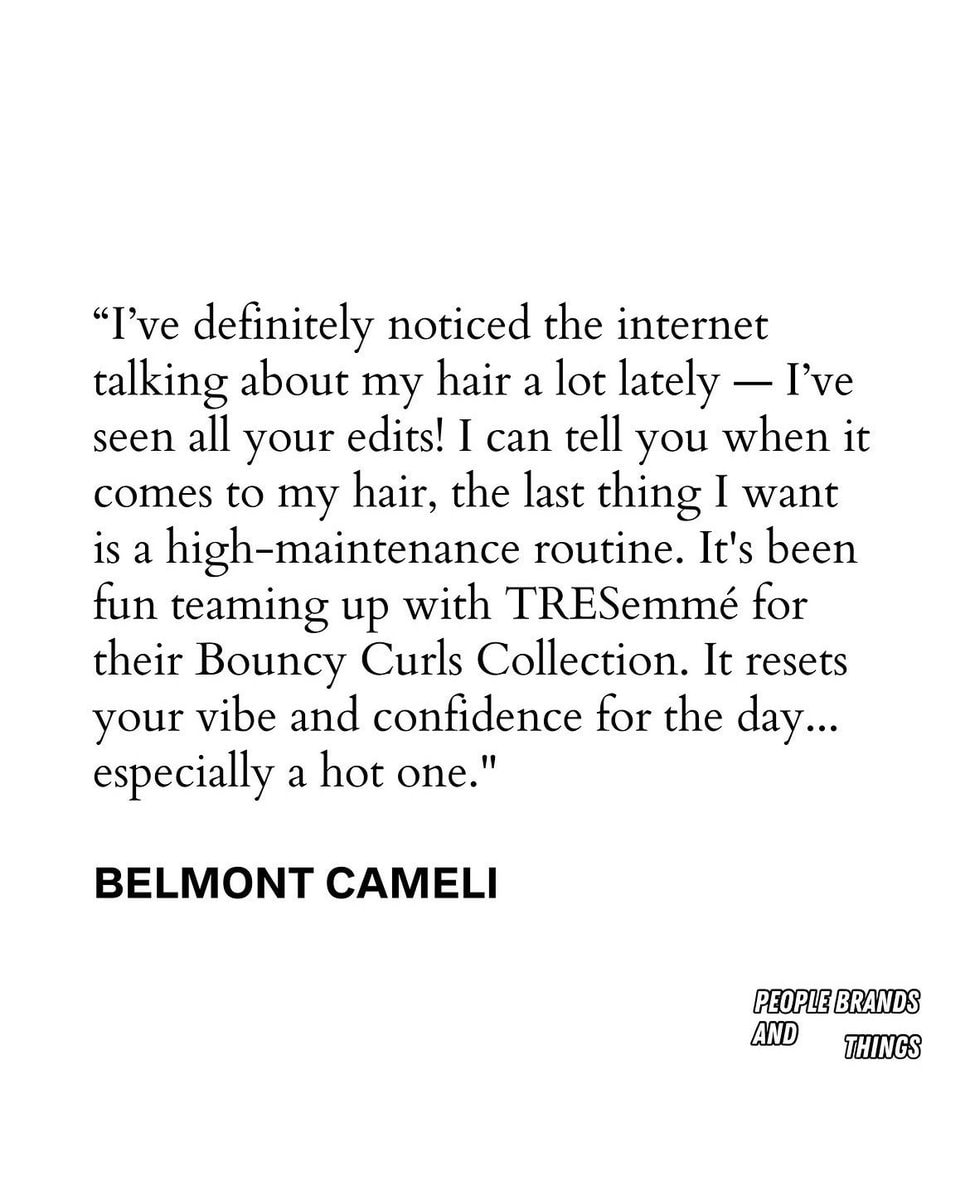 Belmont Cameli TRESemmé partnership (photo 2 of 2) Belmont Cameli TRESemmé partnership (photo 2 of 2)