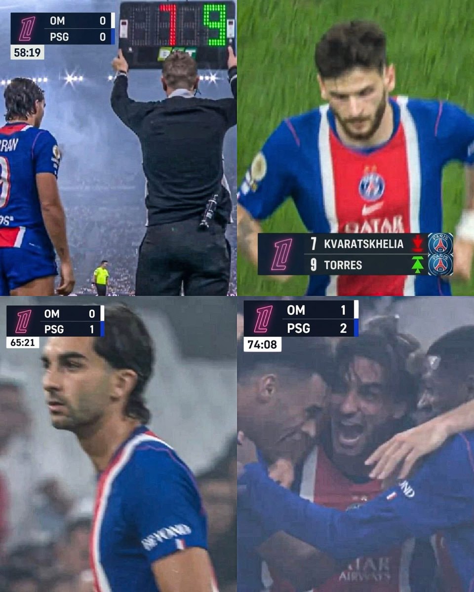 Ferran Torres PSG vs OM substitute goal