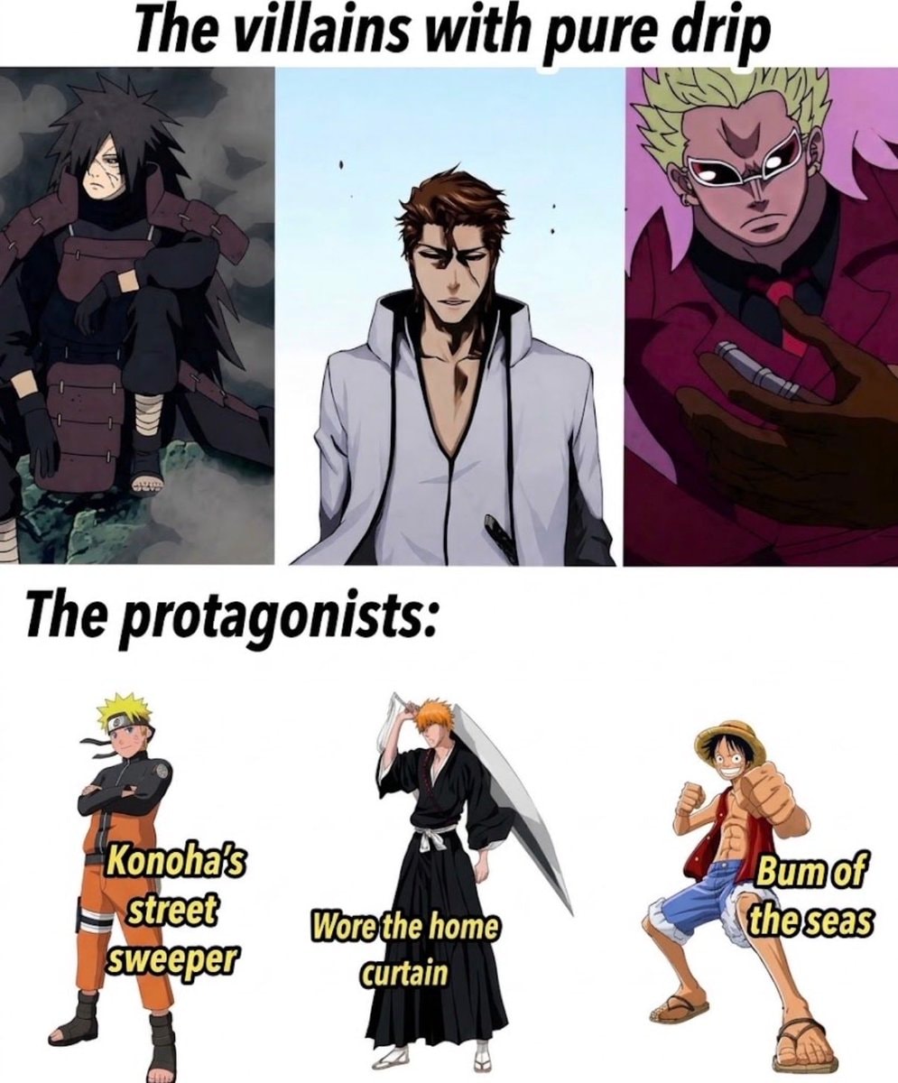 anime villains vs protagonists meme