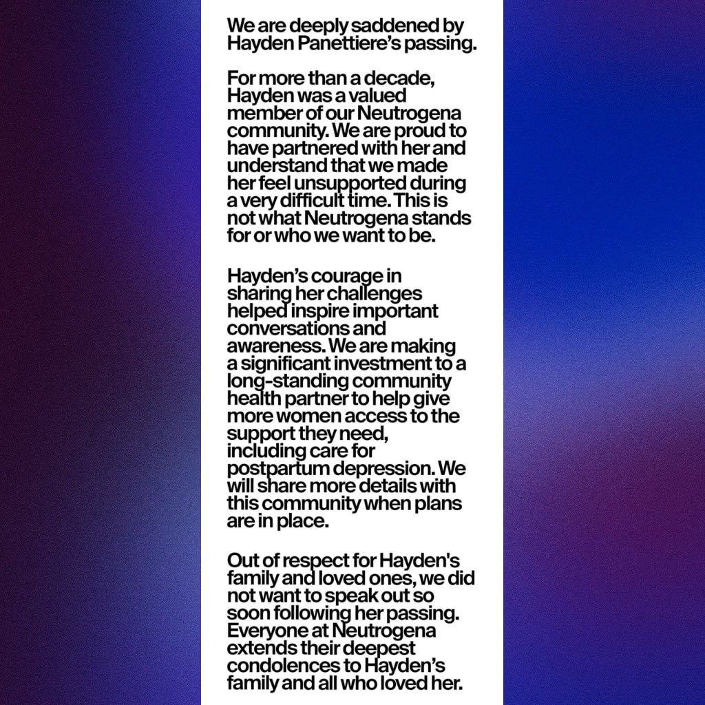 Neutrogena Hayden Panettiere statement (photo 2 of 2)