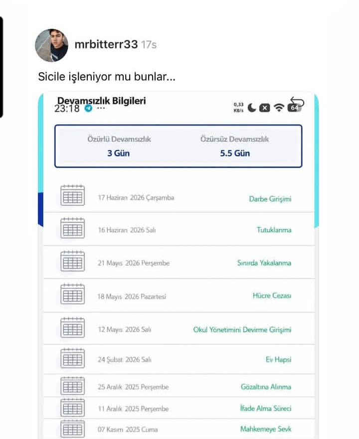 attendance record devamsızlık bilgileri