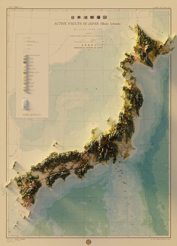 Japan topography map