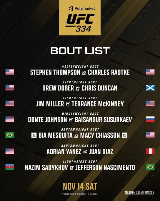 UFC 334 fight card MSG (photo 2 of 2)