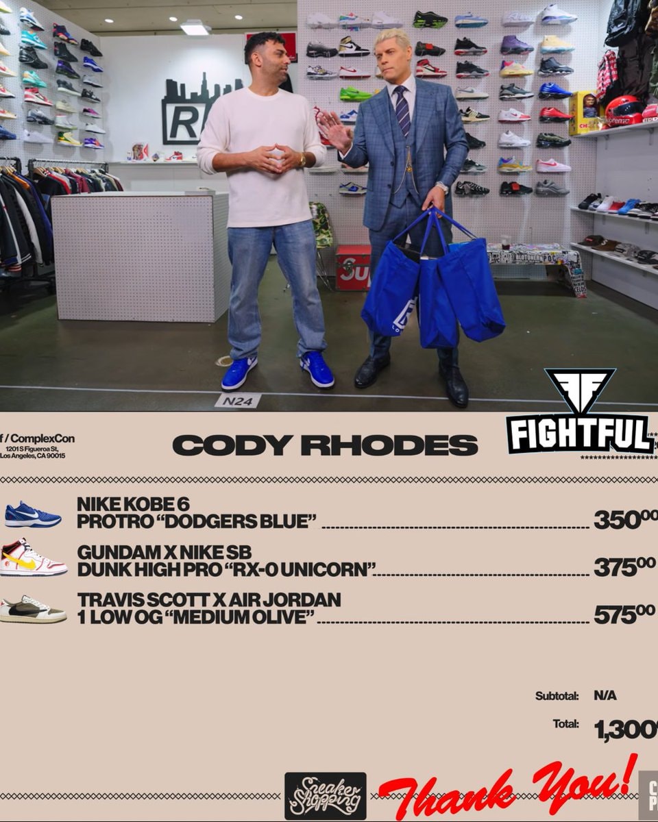 Cody Rhodes sneakers purchase