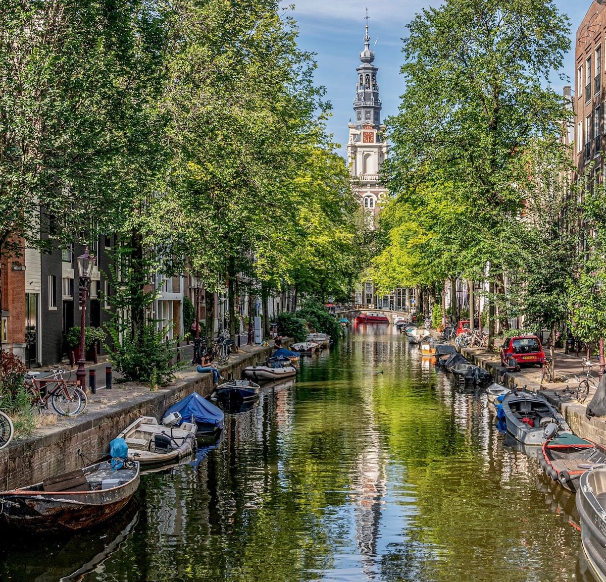 Amsterdam Netherlands canal scene Amsterdam Netherlands canal scene