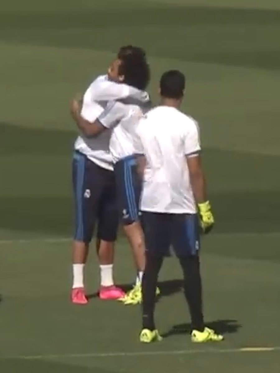 Cristiano Ronaldo and Marcelo embrace Cristiano Ronaldo and Marcelo embrace