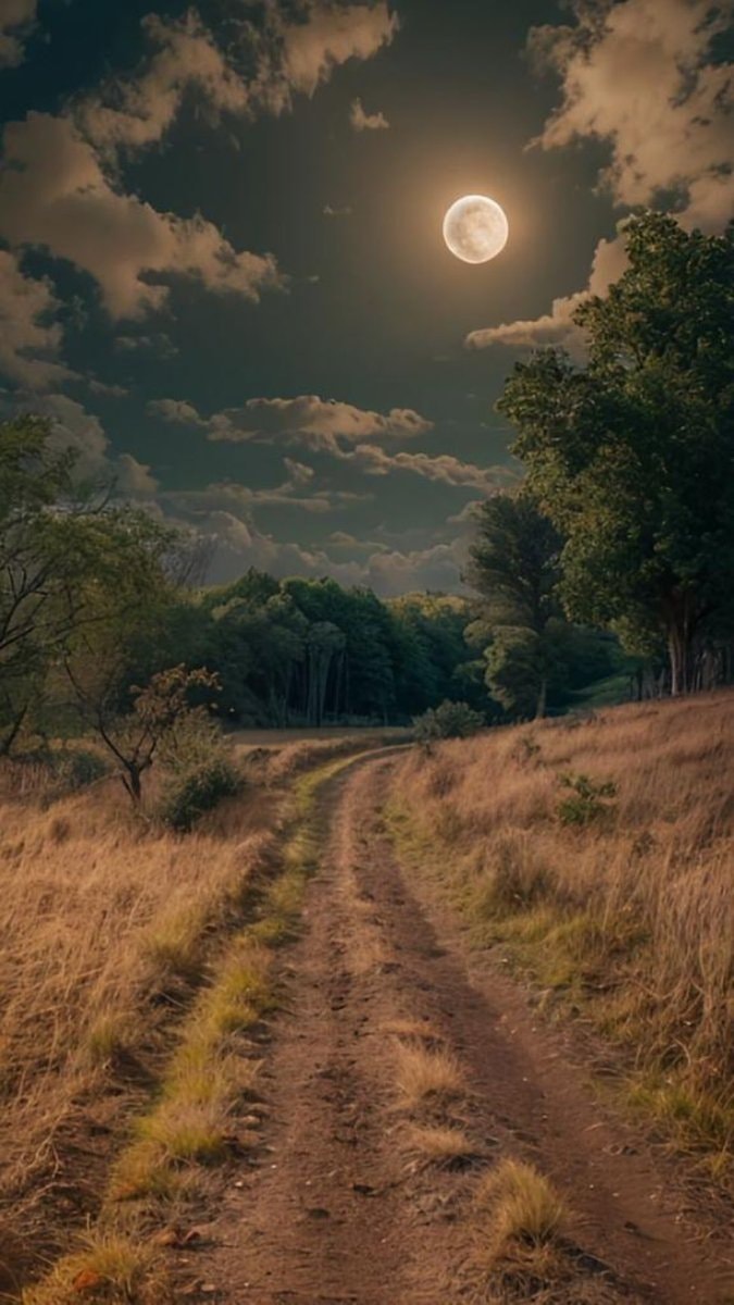 dirt road full moon night dirt road full moon night