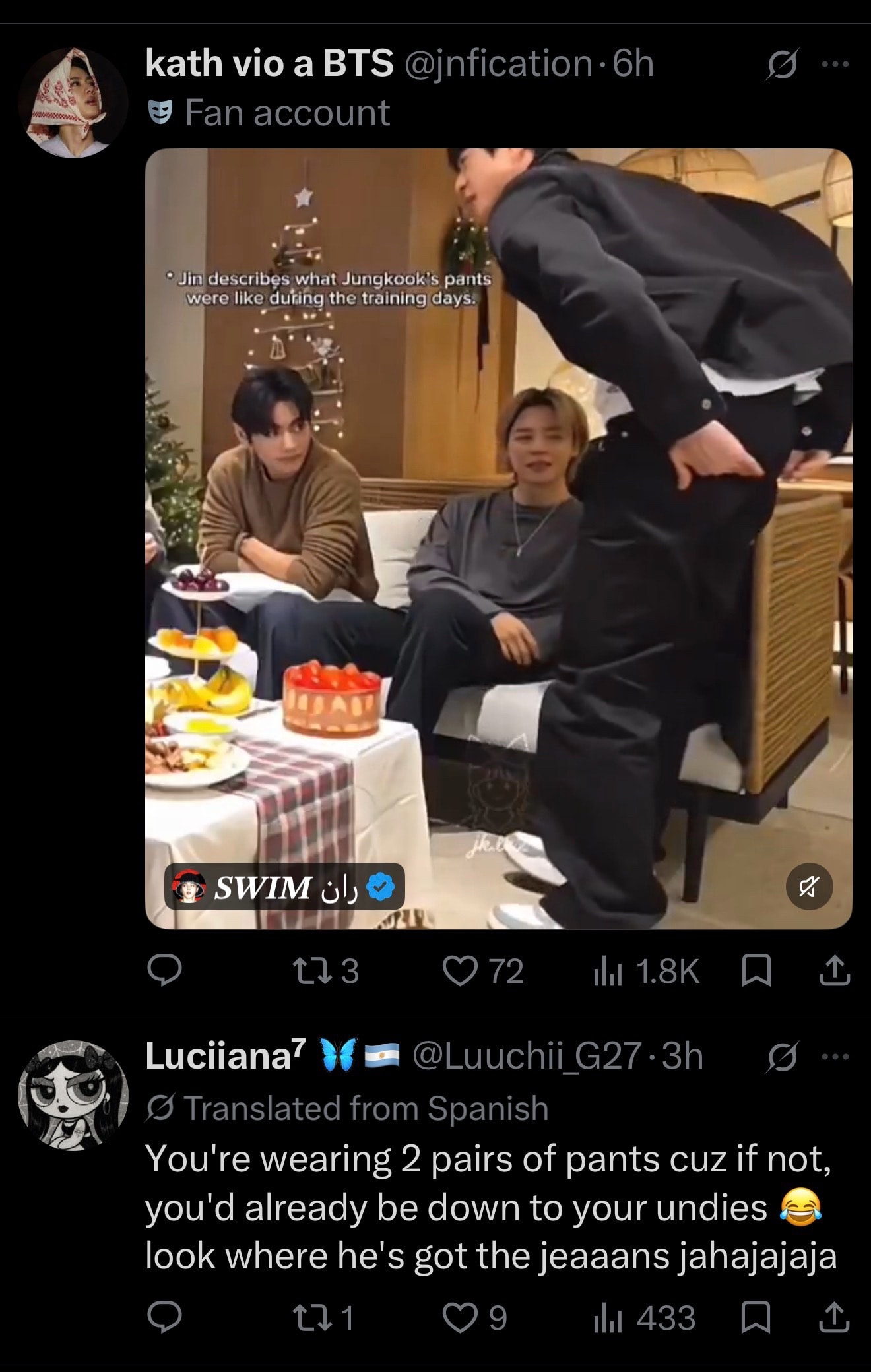 Jungkook low pants moment with Jin