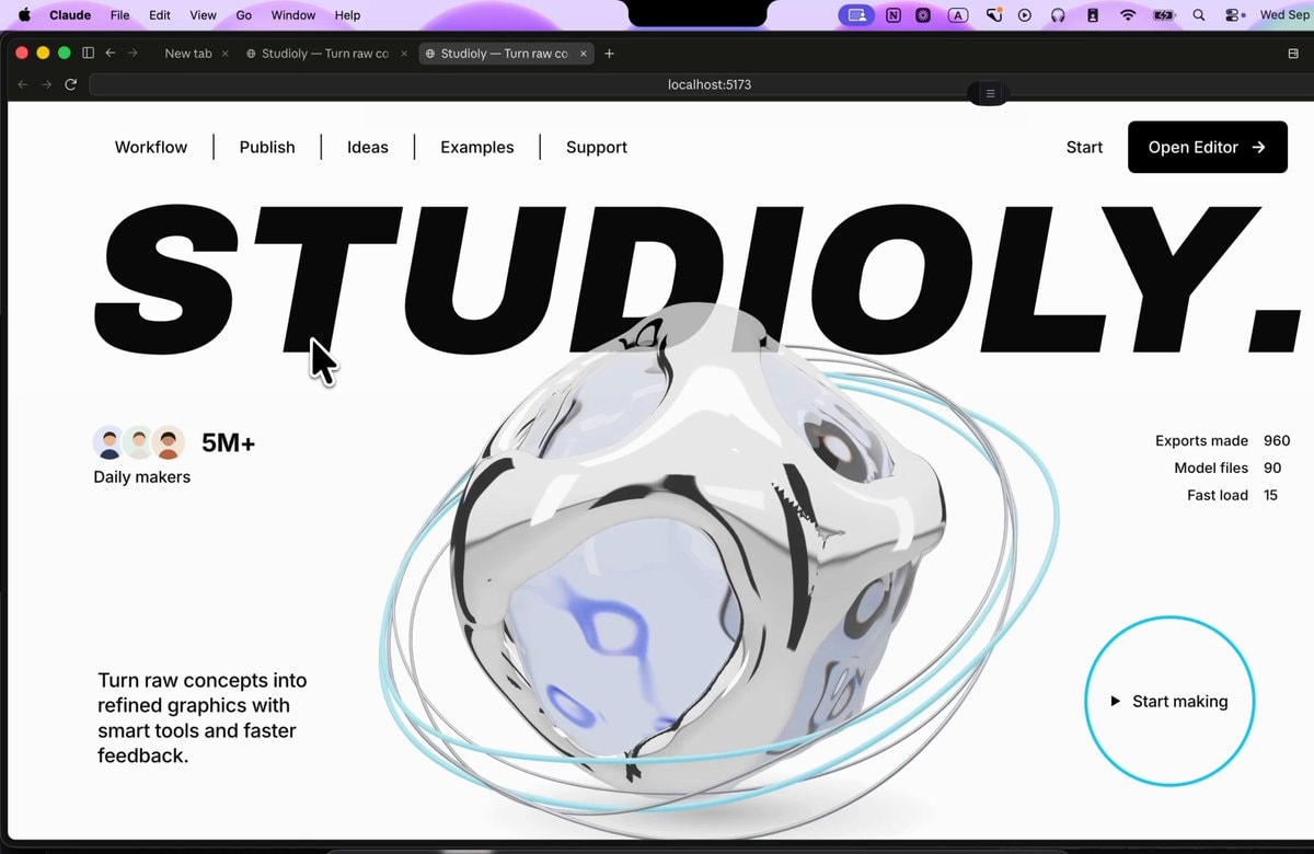 Studioly 3D website walkthrough