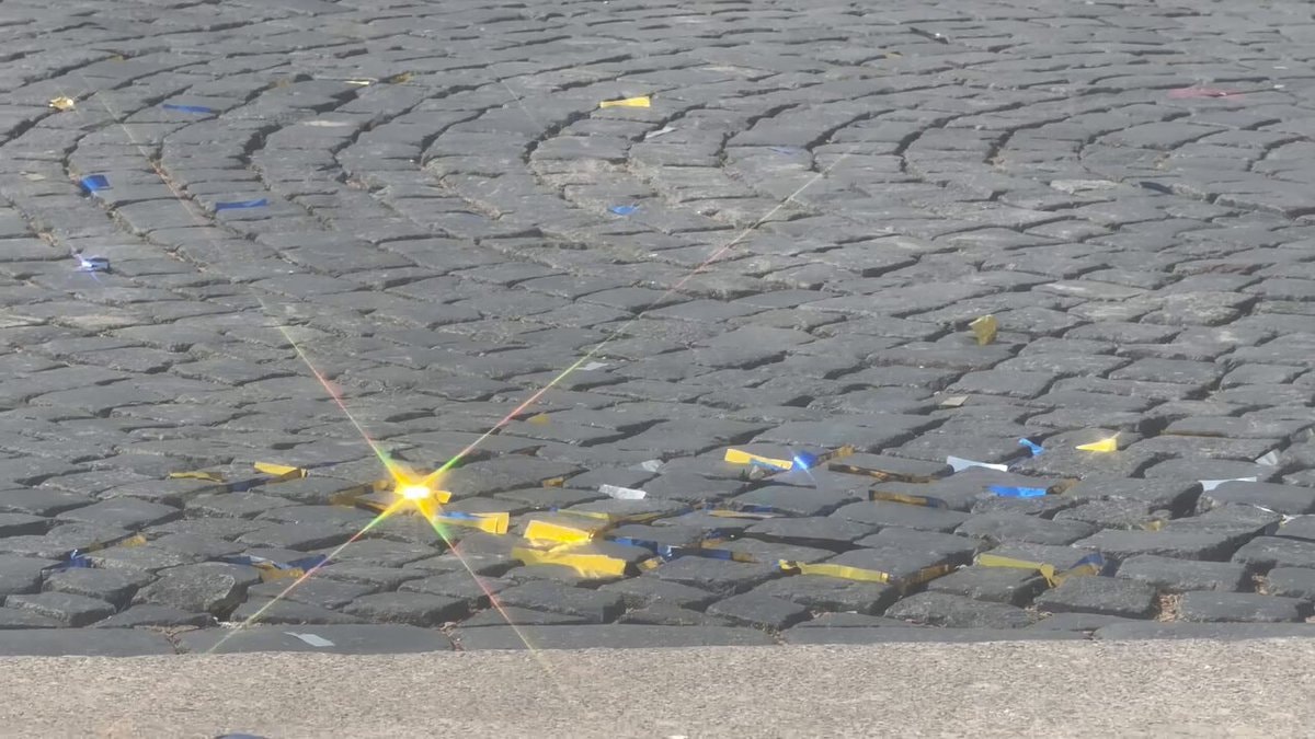 confetti on cobblestone