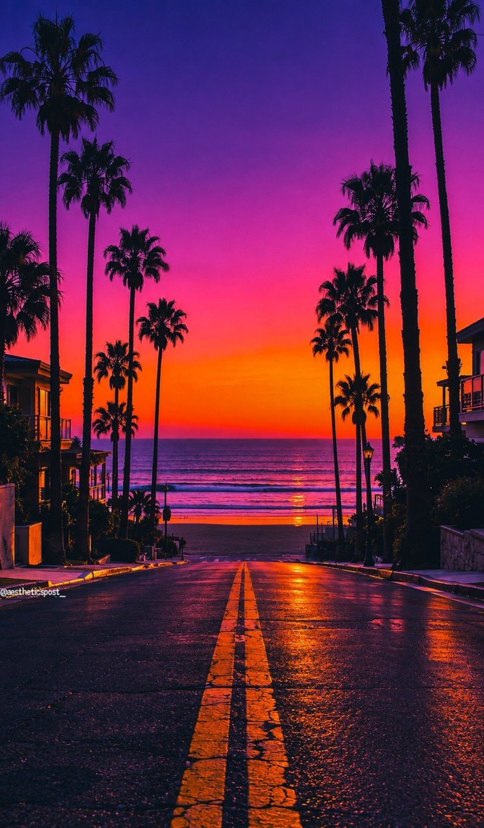 sunset street to the ocean sunset street to the ocean