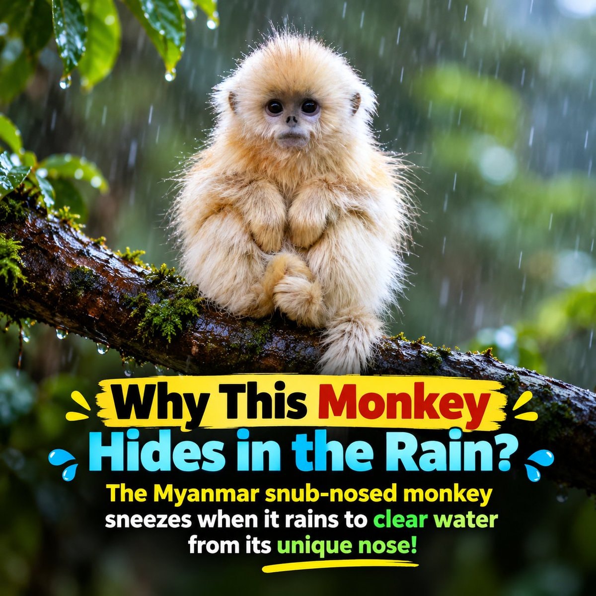 Myanmar snub-nosed monkey rain sneeze